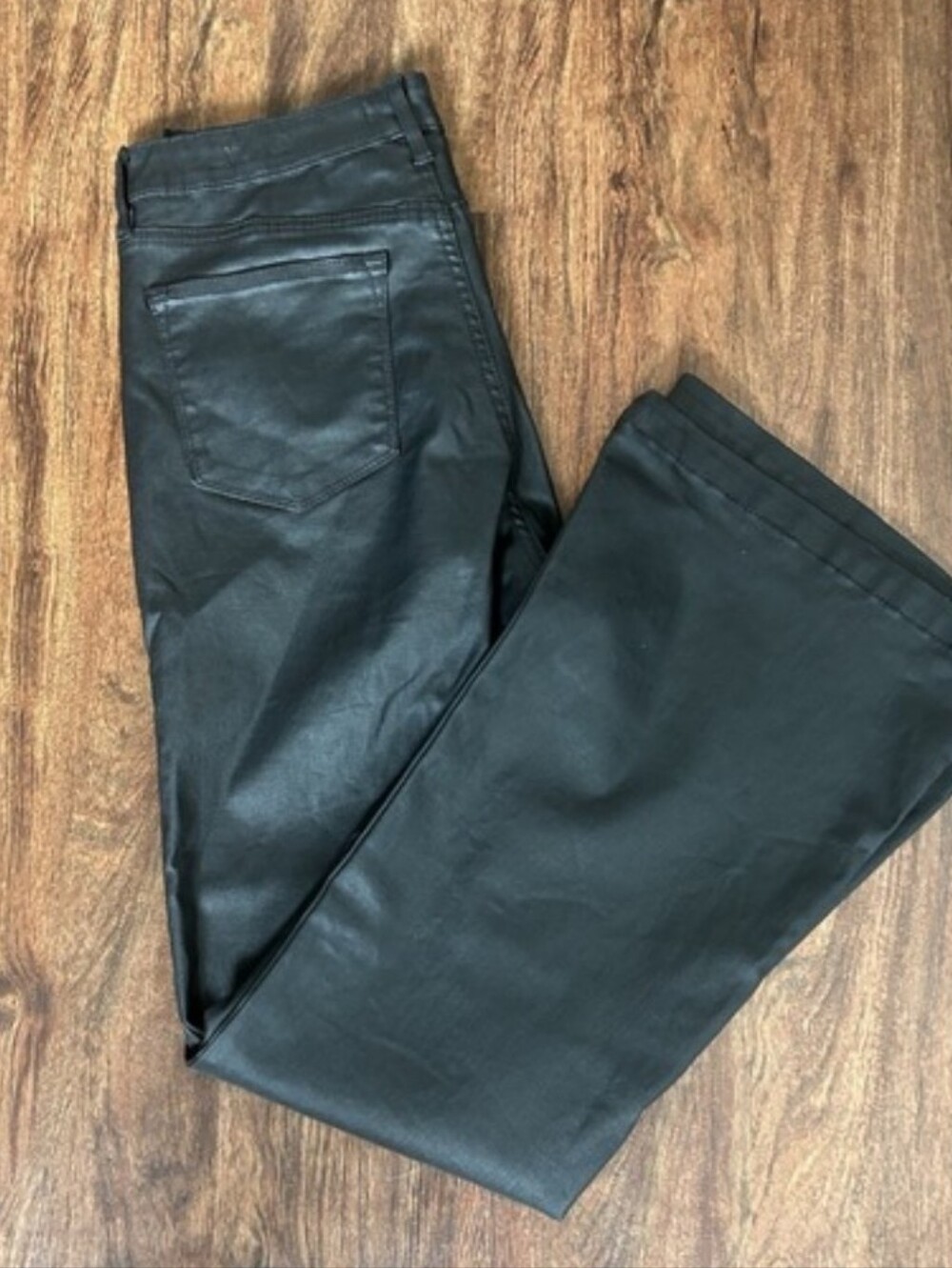 Sofia Jeans Vergara Melisa Flare High Rise Black Faux Leather Pants Size 4 - Picture 4 of 8